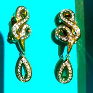 Vintage Swarovski clip-on drop earrings, excellent pre-loved condition